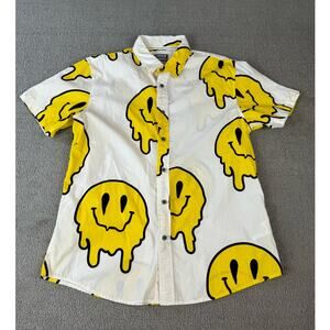 Cornerstone Bodega Button Down Shirt Smiley Face Novelty Print Size Large